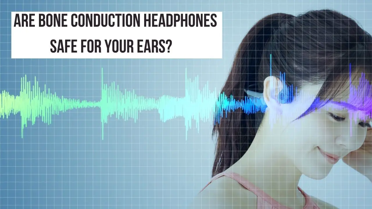 women wearing bone conduction headphones.