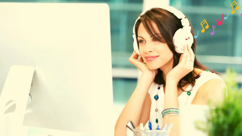women listening to music from headphones