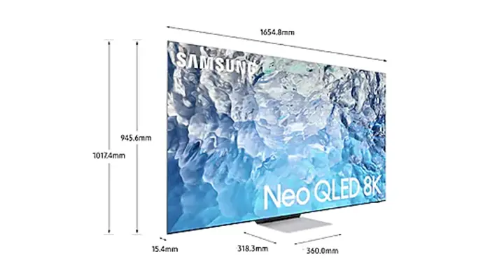 the physical dimensions of a 75" Samsung TV