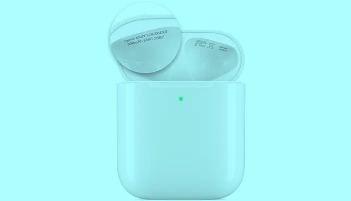 SERIAL NUMBER ON LID OF AIRPODS CASE